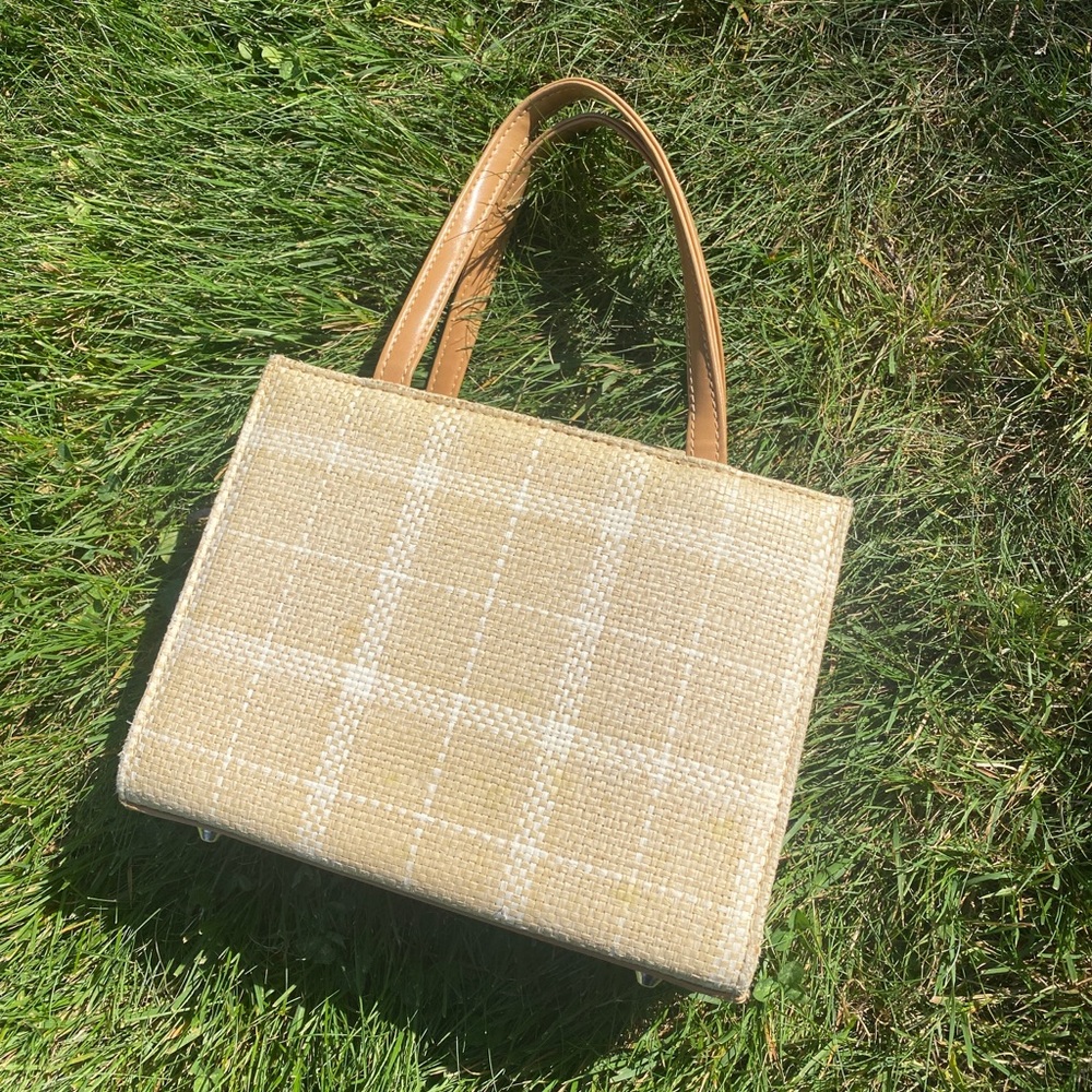 tan straw bag purse